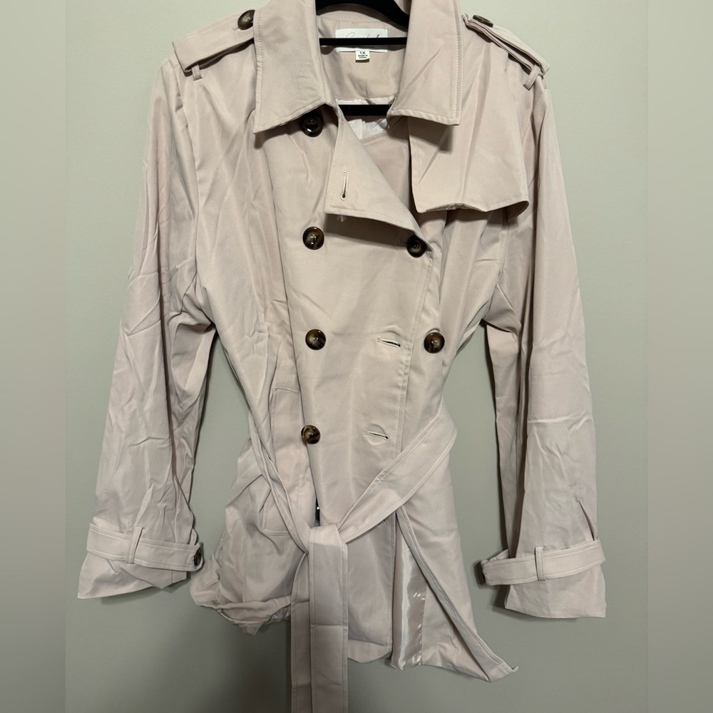 BLUSH DOUBLE BREASTED
LINED TRENCH COAT 1XL